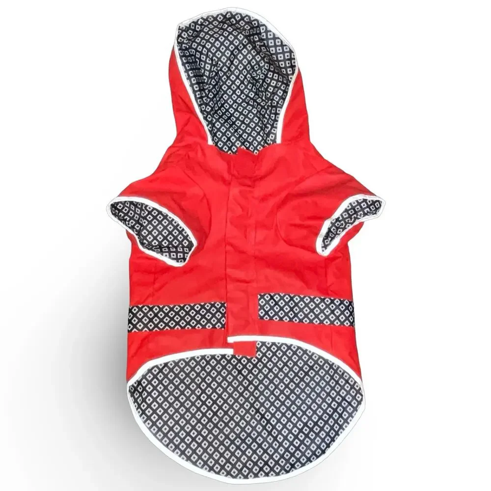 Good2Go Dog Raincoat XL Red Hooded Waterproof Reflective Slicker Jacket Petco
